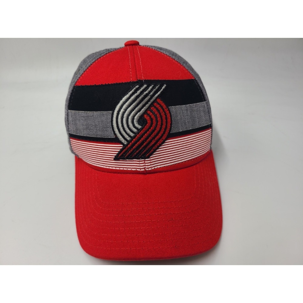 Portland Trail Blazers Adidas Flex Fitted S-M Hat Cap POR Men NBA Logo Red Gray